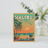 Malibu California Retro Sunset Souvenirs der 50er Postkarte (Stehend Vorderseite)
