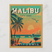 Malibu California Retro Sunset Souvenirs der 50er  Postkarte (Vorderseite)
