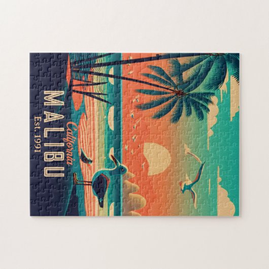 Malibu California Retro Sunset Souvenirs der 50er  Puzzle (Horizontal)