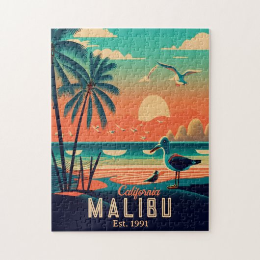Malibu California Retro Sunset Souvenirs der 50er  Puzzle (Vertikal)