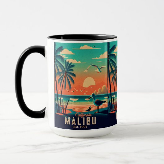 Malibu California Retro Sunset Souvenirs der 50er Tasse (Links)