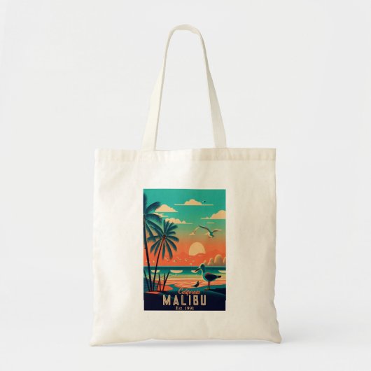 Malibu California Retro Sunset Souvenirs der 50er  Tragetasche (Vorne)