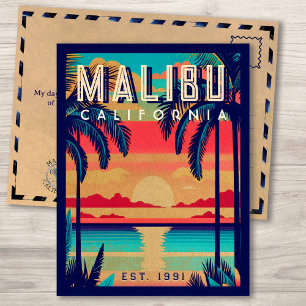 Malibu California Retro Sunset Souvenirs in den 19 Postkarte