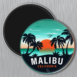 Malibu California Retro Sunset Tropical Souvenirs Magnet
