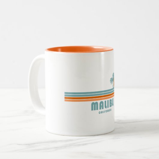 Malibu California Sun Palm Trees Zweifarbige Tasse (Vorderseite Links)
