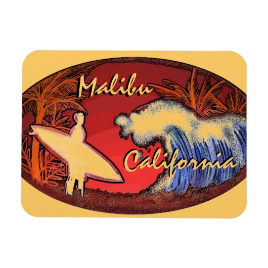 Malibu California Surfer-Wave-Art-Rechteckmagnet Magnet (Horizontal)