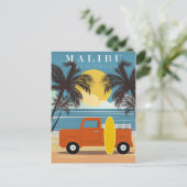 Malibu, California Travel Poster, Postkarte (Stehend Vorderseite)