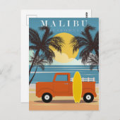 Malibu, California Travel Poster, Postkarte (Vorne/Hinten)