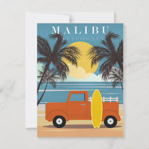 Malibu, California Travel Poster, Postkarte