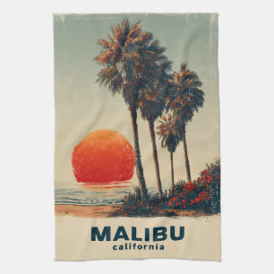 Malibu California Vintage Travel Poster Geschirrtuch