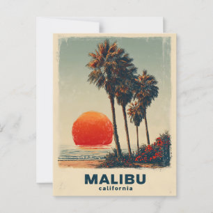 Malibu California Vintage Travel Poster Postkarte