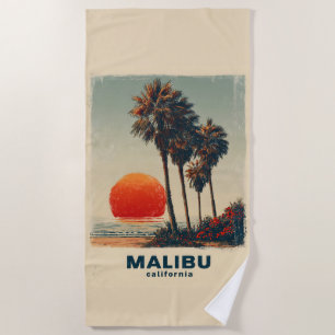 Malibu California Vintage Travel Poster Strandtuch