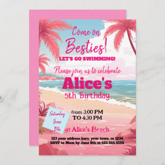 Malibu Doll Beach Pool Geburtstag Einladung