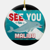 Malibu Dolphin - Retro Vintage Travel Keramik Ornament (Hinten)