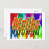 "Malibu" farbenfrohe Palmen Postkarte (Vorne/Hinten)