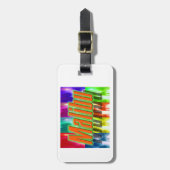 "Malibu" farbenfrohe Palms Gepäckmarke Gepäckanhänger (Vorderseite vertikal)