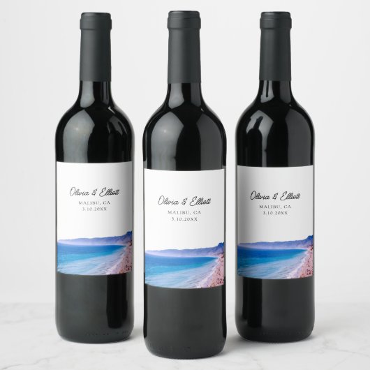 Malibu Gastgeschenk Hochzeit Personalisiert Wine L Weinetikett (Flaschen)