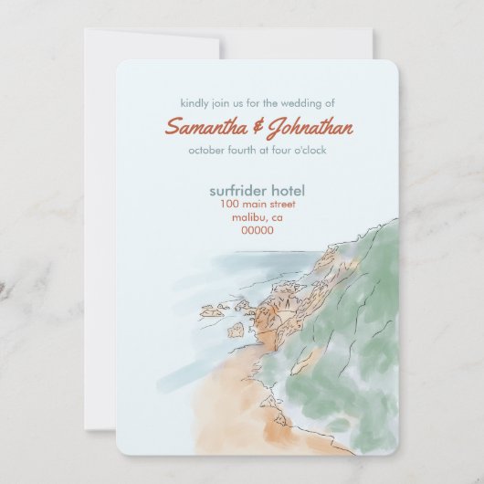 Malibu, Hochzeit in Kalifornien Einladung (Vorderseite)