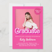 Malibu Hot Pink Doll Abschluss Einladung (Vorderseite)