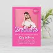 Malibu Hot Pink Doll Abschluss Einladung (Stehend Vorderseite)