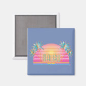Malibu, Kalifornien, Palmen Trees Sun Graphic Cool Magnet (Vorderseite/Rückseite)