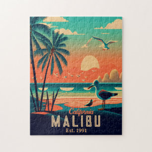Malibu Kalifornien Retro-Sonnenuntergang-Souvenirs Puzzle