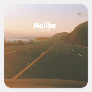 Malibu, Kalifornien Roadtrip Quadratischer Aufkleber