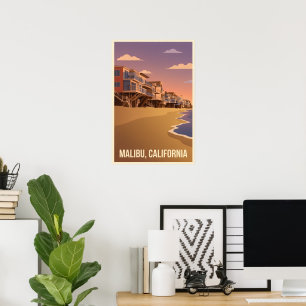 Malibu Kalifornien Vintage-Reiseposter Poster