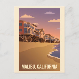 Malibu Kalifornien Vintage-Reiseposter Postkarte
