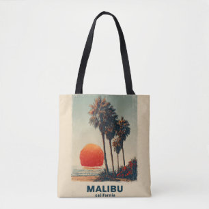 Malibu Kalifornien Vintage-Reiseposter Tasche