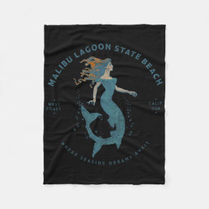 Malibu Lagoon Staat Beach California Retro Vintag Fleecedecke