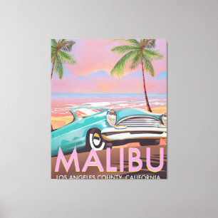 Malibu, Los Angeles, Kalifornien, Reiseplakat Leinwanddruck
