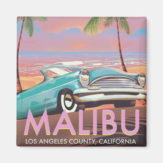 Malibu, Los Angeles, Kalifornien, Reiseplakat Magnet (Vorne)
