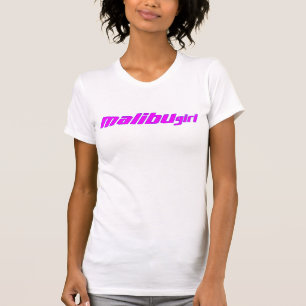 Malibu-Mädchen-heißes Rosa-lila Kontur T-Shirt
