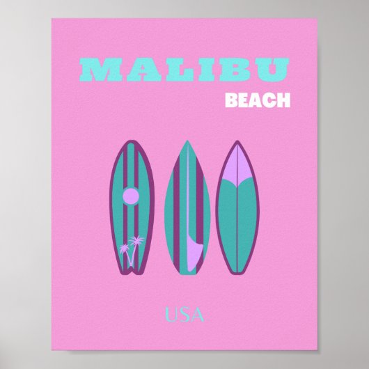 Malibu, Malibu Beach, Kalifornien, Preppy, Pink Poster (Vorne)