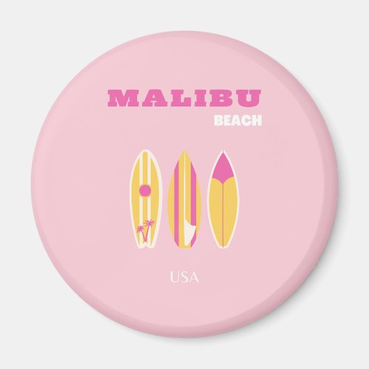 Malibu, Malibu Beach, Preppy, Pink Magnet (Vorne)