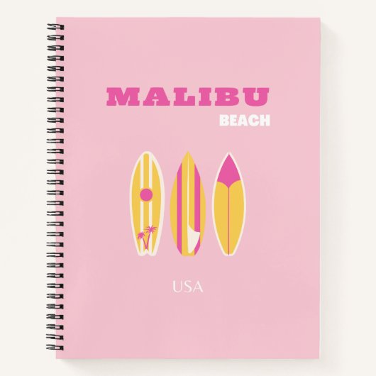 Malibu, Malibu Beach, Preppy, Pink Notizblock (Vorderseite)