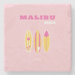 Malibu, Malibu Beach, Preppy, Pink Steinuntersetzer