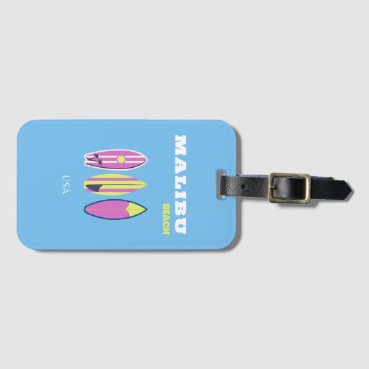 Malibu, Malibu Beach, Tropical, Preppy, Blue Gepäckanhänger (Vorderseite (Horizontal))
