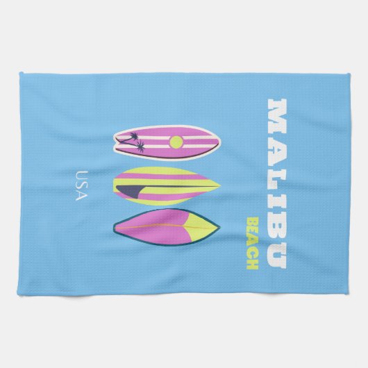 Malibu, Malibu Beach, Tropical, Preppy, Blue Geschirrtuch (Horizontal)