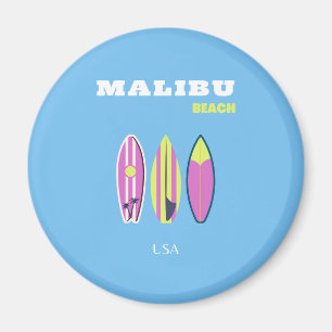 Malibu, Malibu Beach, Tropical, Preppy, Blue Magnet