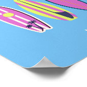 Malibu, Malibu Beach, Tropical, Preppy, Blue Poster (Ecke)