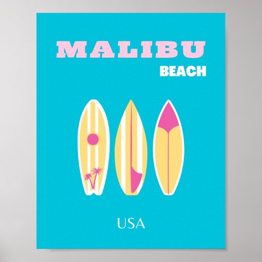 Malibu, Malibu Beach, Tropical, Preppy, Preppy Art Poster (Vorne)