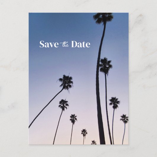 Malibu Palm Trees ・ Save the Date Boho Blue Postkarte (Vorderseite)