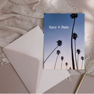 Malibu Palm Trees ・ Save the Date Boho Blue Postkarte