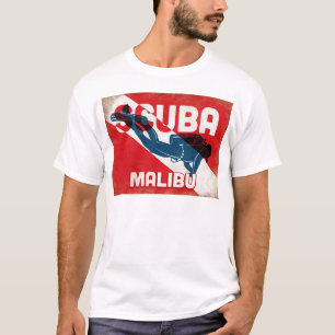 Malibu Scuba Diver - Blue Retro T-Shirt