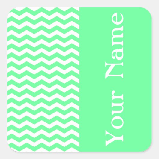 Malibu Seafoam Wave Zickzack mit Namen Quadratischer Aufkleber (Vorderseite)