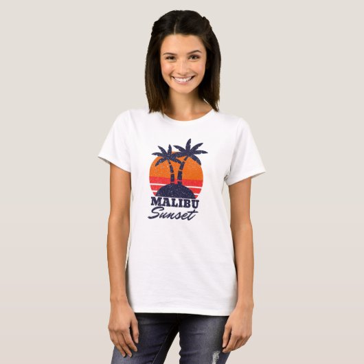 Malibu Sunset Retro Vintages T Shirt (Vorne ganz)
