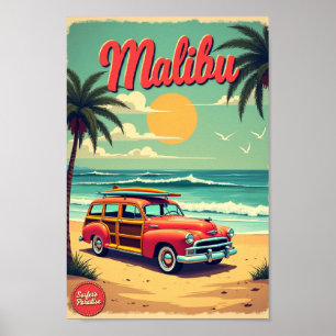 Malibu – Surfer’s Paradise Retro Poster