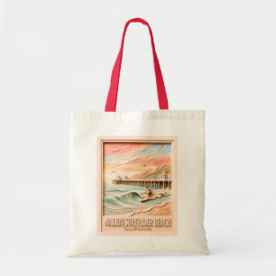 Malibu Surfrider Beach Surfen 3D texturiert vintag Tragetasche